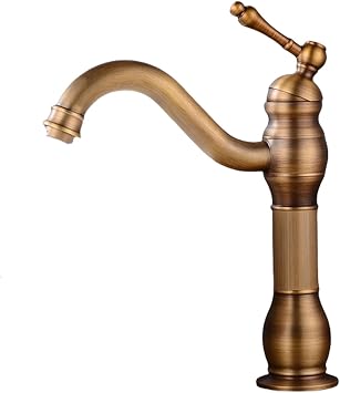 Bathroom Faucet, 360  Rotation, Cold and Hot Mixing Faucet, Switchable Type, Single Lever, Easy Installation, Hand Wash Bowl, Bathroom Sink Faucet, Suitable for Elevated Sinks Antique Medium