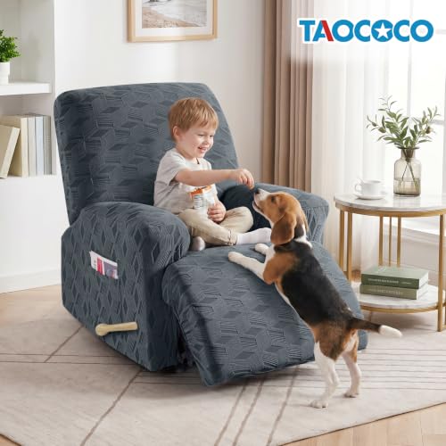 TAOCOCO Recliner Cover 3 Pieces Recliner Chair Covers Stretch Jacquard Reclining Chair Cov - image 8