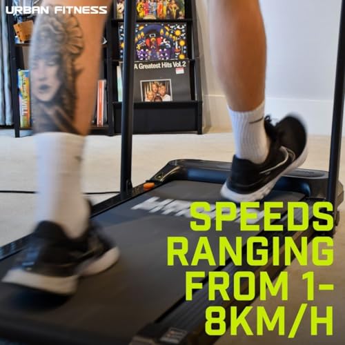 Urban Fitness Walking Treadmill Pad, Foldable Under Desk Model with Speed Range 1-8 km/h, LED Display, Quiet Motor, Compact Home Use with Remote Control, Black - Image 4