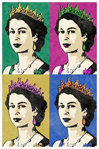 Laminated Queen Elizabeth II Multicolor Pop Poster Dry Erase Wall Art 16x24