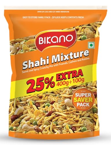 Image of Bikano Shahi Mixture Namkeen| Crunchy Dry Fruits Peas & Peanuts| Crunchy & Tasty, 400g + 100g Extra