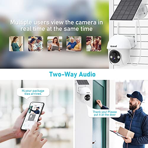 Jidetech Solar Security Camera Outdoor,Wireless 2.4G Wifi 360° View Pan Tilt Solar Powered Battery Camera With 1080P Night Vision, 2-Way Talk, Motion Detection, Strobe Light/Spotlight, Cloud Storage #TOP3
