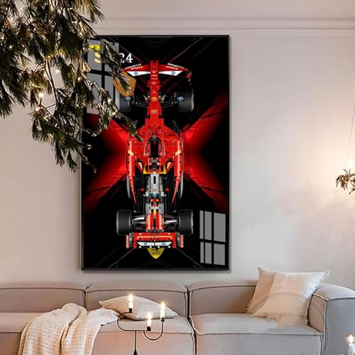 Verspiegelter Bilderrahmen für Bausteine an der Wand, geeignet für LEGO mechanische Gruppe 42207 Ferrari F1 Auto, Bausteine an der Wand, Fotorahmen, dekorative Platte, Only Wallboard
