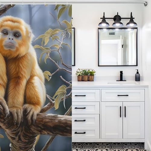Rideau de douche singe en polyester 183x183 cm avec 12 anneaux inclus - 5