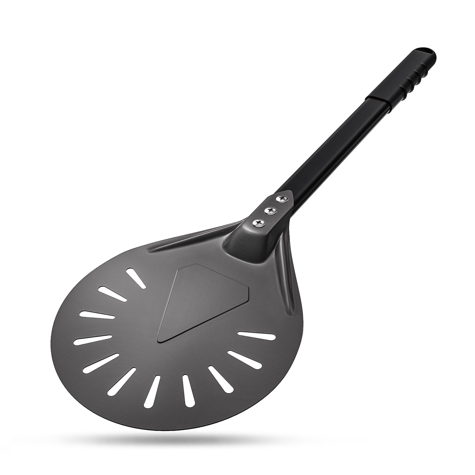 G.a HOMEFAVOR Perforierter Pizzaschaufel 12 zoll Pizzaschieber 8 zoll Pizzawender Rund aus Hart Eloxiertem Aluminium Pizza Schaufel mit Silikongriff
