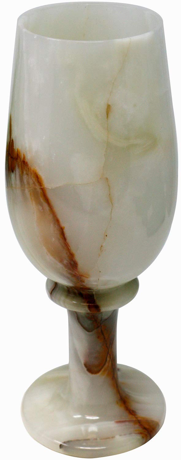 1 Stück Weinglas/Kelch aus dem Halbedelstein Onyx Marmor, 20 cm Handarbeit Naturstein