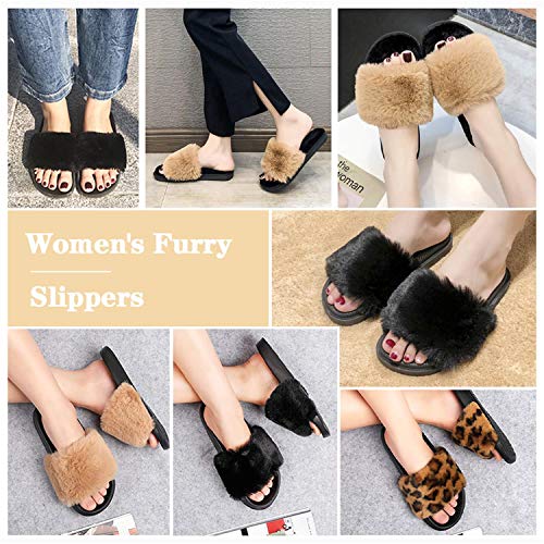 Image of Spesoul Slides for Women Womens Slippers Fur Fuzzy Fluffy for House Bedroom