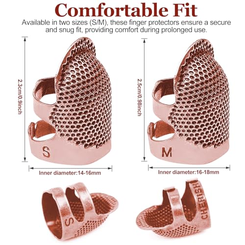Image of Thimbles for Hand Sewing, Sewing Thimble Kit, Metal Finger Protectors, Thimble Ring for Hand Quilting and Embroidery(Rose Gold,2Pcs,Small /Medium)
