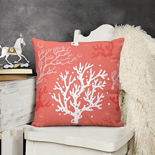 Vodbne Coral Throw Pillow Covers 18X18 Inch, Beach Coastal Pillow Cases, Room Decor Home Sofa Bed Decorative Set Of 2, Orange #TOP4