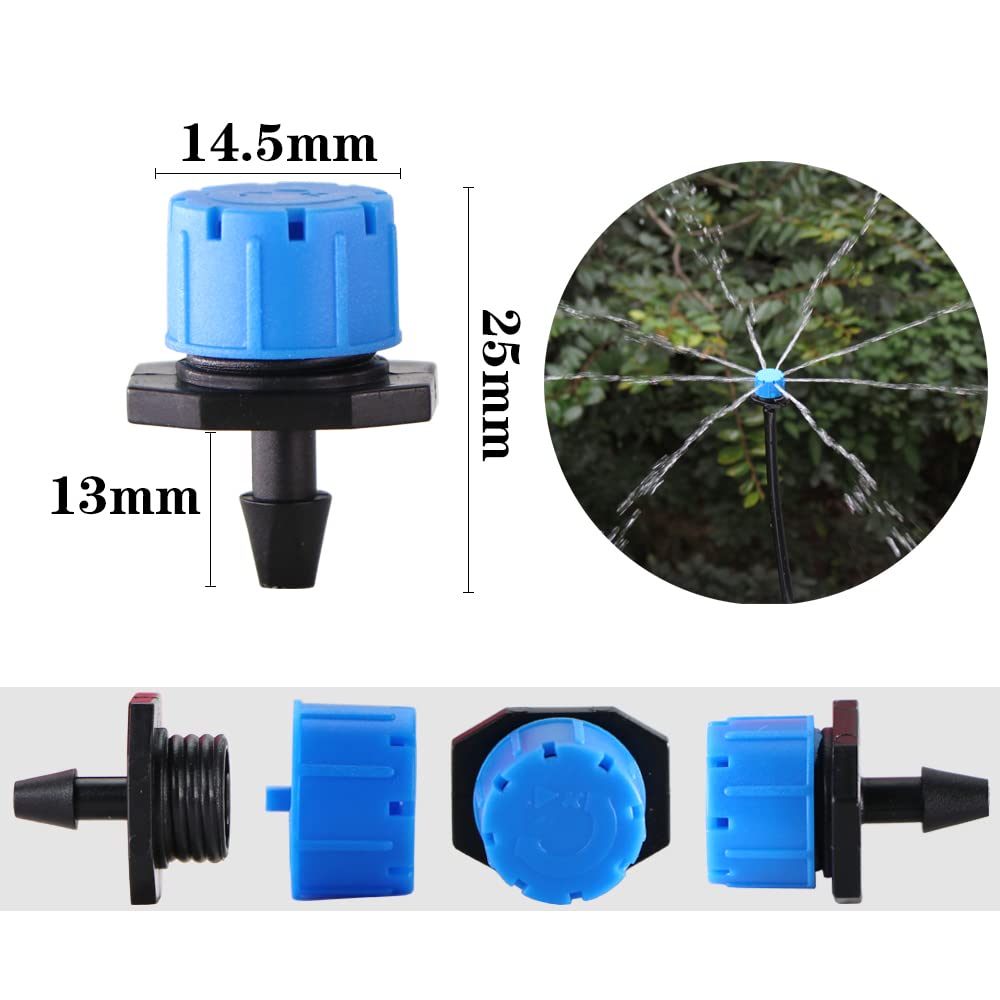 Ugello di irrigazione 50-800PCS Giardino Ugelli Regolabili Irrigazione a Goccia Irrigazione Irrigazione 1/4 ''Anti-intasamento Gocciolatore Emettitore Aiuole di Verdure