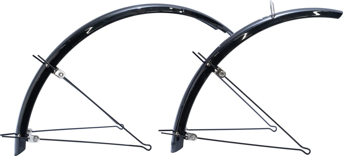 RITEWAY Bicycle Fender, Double Stay Cloth Bike Full Fender, Mud Flap, Front and Rear Set, for 20 Inches (ETRTO406/451), Width 1.8 inches (45 mm), Gloss Black