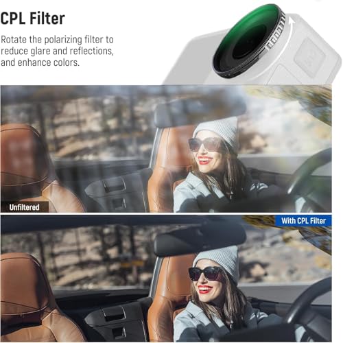 Image of ND PL Filter Kit Compatible with DJI Osmo Action 5 Pro /Osmo Action 4, 4Pack CPL ND8 ND16 ND32 Screw On Polarizing Neutral Density Filter, HD Optical Glass /Multi-Coated /Metal Frame