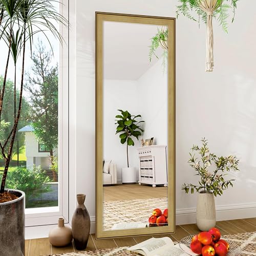 Image of Creative Arts n Frames 15x51 inch Long Fiber Wood Rectangular Wall Hanging Wall Mount HD Mirror Home Decor Items Living Room Bathroom Bedroom Hotel Office (Smokey Oak with Gold Trim)