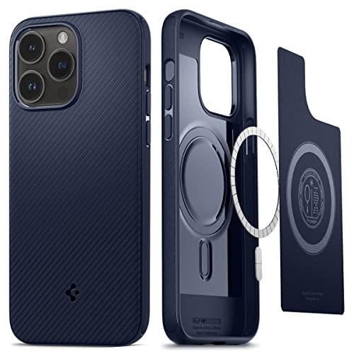 Spigen Mag Armor (MagFit) compatible with Magsafe designed for iPhone 14 Pro case cover (2022) - Navy Blue