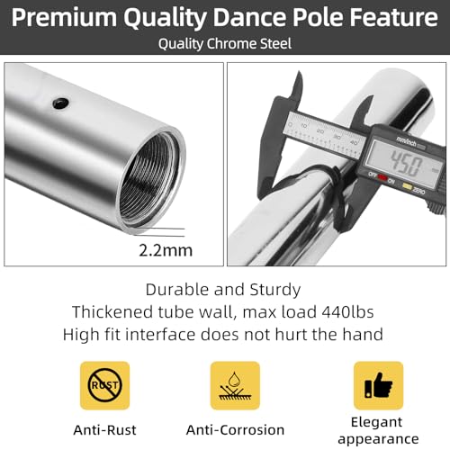 image for PRIOR FITNESS Permanent Fixed Dance Pole Kit, Professional 45mm Spinni