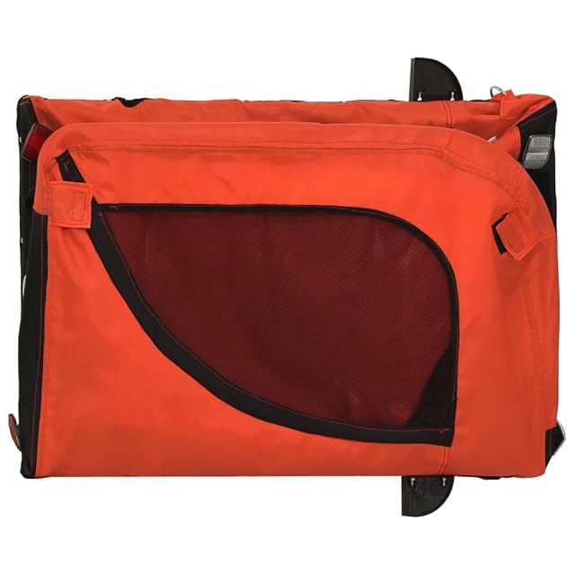 Foto 8 de 8 de vidaXL Remolque de Bicicleta Mascotas Hierro Tela Oxford Naranja Negro