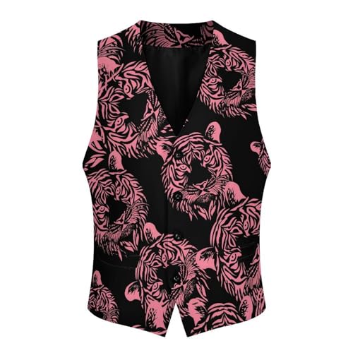 Tiger Face Men's Suit Vests Business Formal Dress Vest V-Neck Waistcoat for Wedding Casual4