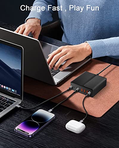 Usb C Charger,195W 8-Port Usb C Charging Station, 65W Type C Fast Charging Laptop Gan Power Adapter Compatible With Macbook Pro/Air, Ipad Pro,Iphone 14 13 12 Pro Max,Galaxy,Steam Deck,Ect #TOP3