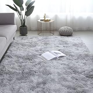 Area Rugs 80 x 160cm Fluffy Rug Anti-Slip Carpet Plush Shaggy Area Rugs Tie-Dyed Soft Touch Area Rug Playing Mat Modern Indoor Plush Fluffy Rugs Floor Carpet Mat for Home Living Room Bedroom Gray