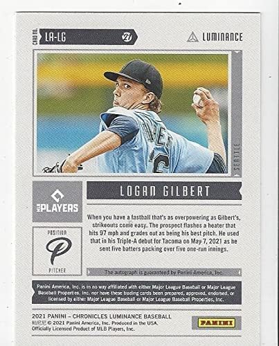 Logan Gilbert Autographed Collectible Baseball Card - 2021 Panini Chronicles Luminance Baseball Card #LA-LG (Mariners)