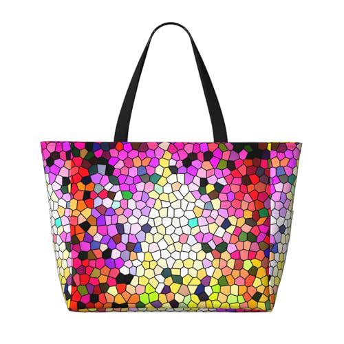Colorful Tie Dye Stained Glass 3 Print Beach Pool Bags Tote For Women Ladies Large Gym Tote Carry On Bag For Weekender Travel Waterproof2