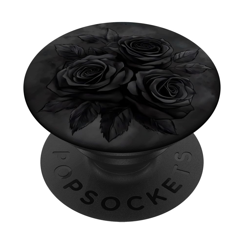 Black Roses Rose Flower Floral Pattern Print PopSockets Adhesive PopGrip