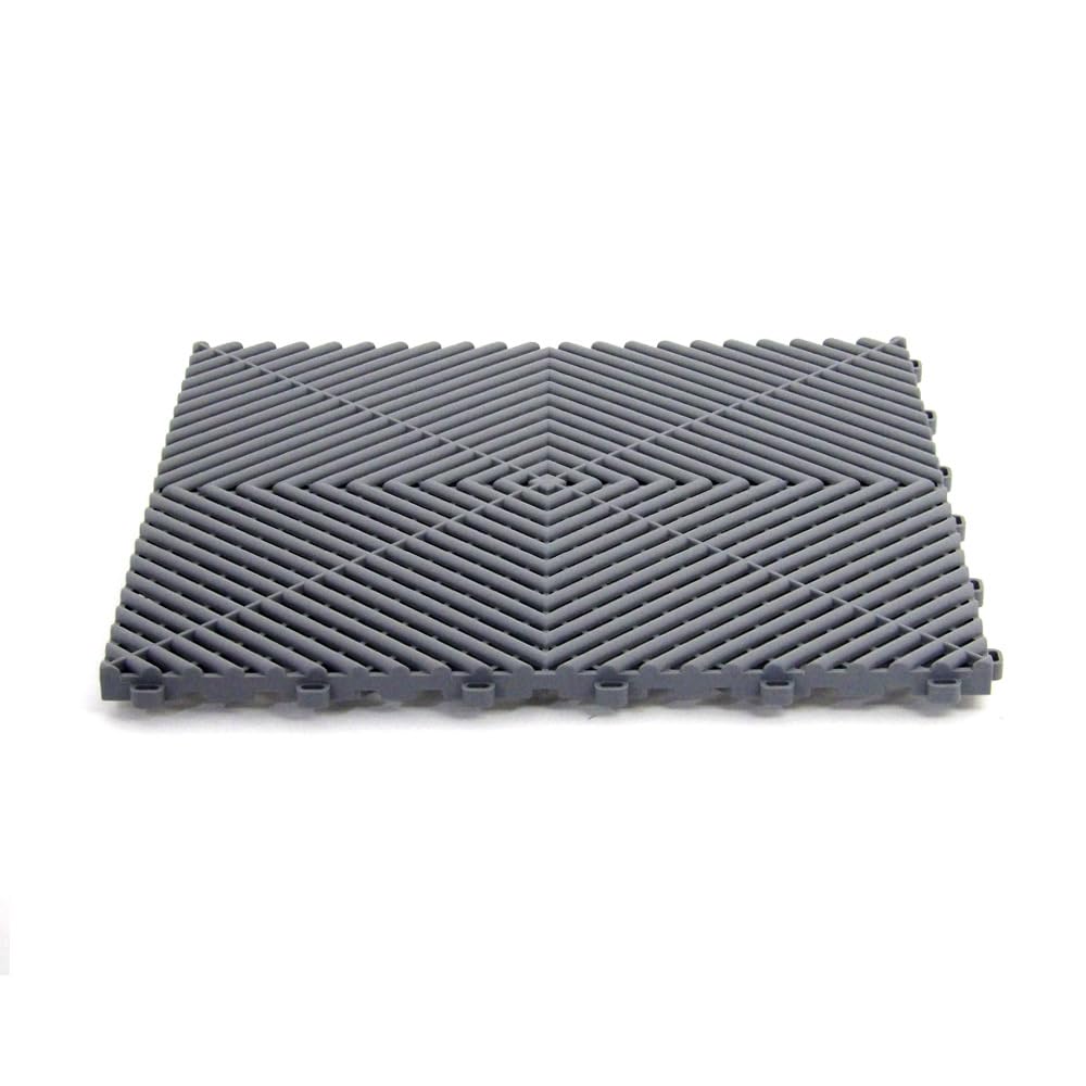 Lot de 25 dalles de sol clipsables - GRIS CLAIR - (4m²) pour garage, cellier, atelier, abris de jardin. Effet Damier 40x40cm, ép.1,8cm, Marque CLIC & dalle, série CLASSIC, Intérieur-Extérieur.