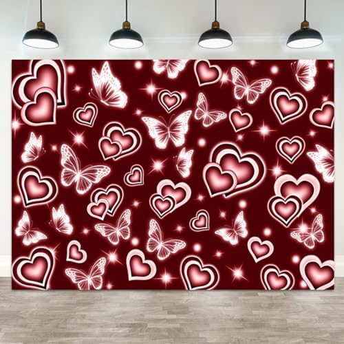 Fondo fotográfico 7x5ft Corazón Rojo decorativo miniatura 1