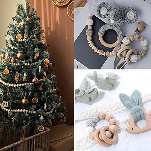 Houten Kralen Set, 500 Stuks Natuurlijke Ronde Houten Losse Kralen, Craft Wood Spacer kralen Stukken, 5 Maten, Met Gat… - Image 6