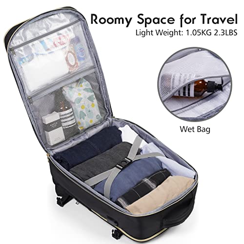 MOMUVO Carry On Backpack for Women,Flight Approved Large Travel Laptop Backpack Water Resistant Luggage Travel Bag for Weekender Business, Black-1 の商品画像 3
