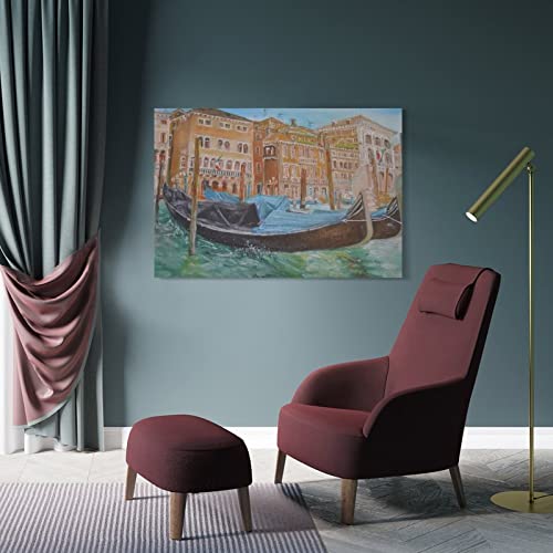 Landscape Art Painting Poster Italian Art Painting Poster Venice City Architecture Poster Canvas Art Poster Wall Art Picture Print Modern Family Bedroom Decor 24X36Inch(60X90Cm) Frame-Style #TOP3