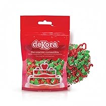 dekora – Confetti di Zucchero Mix Natale 100g – Sprinkles per Torte e Cupcake – Decorazioni Natalizie Rosse e Verdi – Senza Glutine, Senza Lattosio, Adatte ai Vegetariani