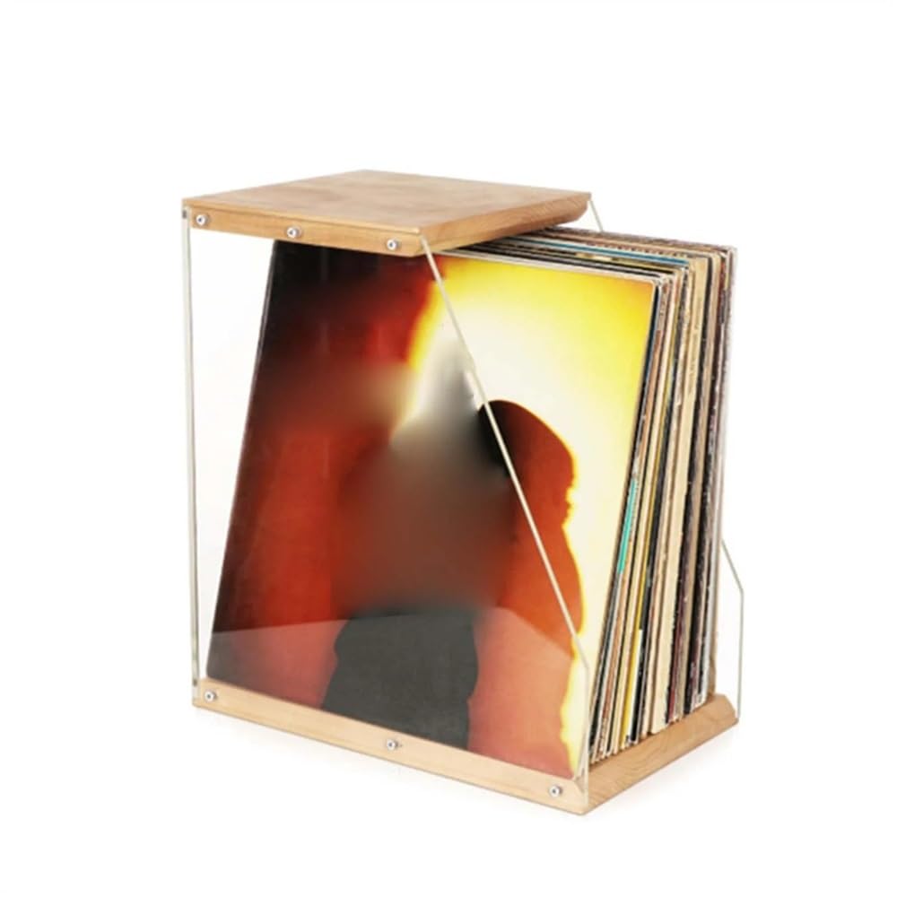 Huangj-0527 CD storage CD Storage Case Solid Wood Wooden Records Rack Display Desktop Decoration for Books Magzines Home Bedroom Music Lovers Record