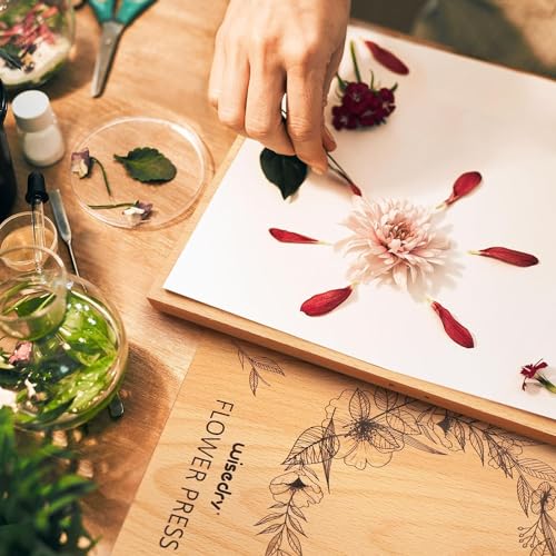 wisedry Blumenpresse-Kit, einfaches Pressen in einem Schritt, gleichmäßiger Druck, 6 Schichten, Blumenpresse-Kit von 27,4 x 17,3 cm für Kinder und Erwachsene, tolles Geschenk für Blumenliebhaber