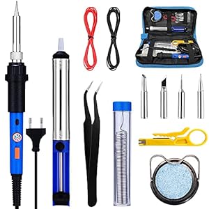 Soldeerbout set 60W Soldeerstation elektrotechniek temperatuur instelbaar 220-480℃ met ijzeren punten desoldeerpomp soldeertin pincet draadsnijder soldeerboutstandaard