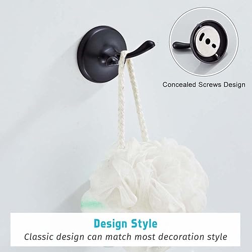 Miniatura 4 de Juego de accesorios de baño de 4 piezas (barra de toalla ajustable, anillo de toalla, soporte de papel higiénico, gancho para toalla), accesorios de