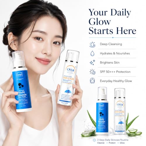Image of Ovya Pure Brightening Face Wash & SPF 50 PA+++ Sunscreen Combo | Anti Acne Face Wash + 3-in-1 Moisturizer with Sunscreen | Face Cleanser for Deep Cleansing & UV Protection | 160ml