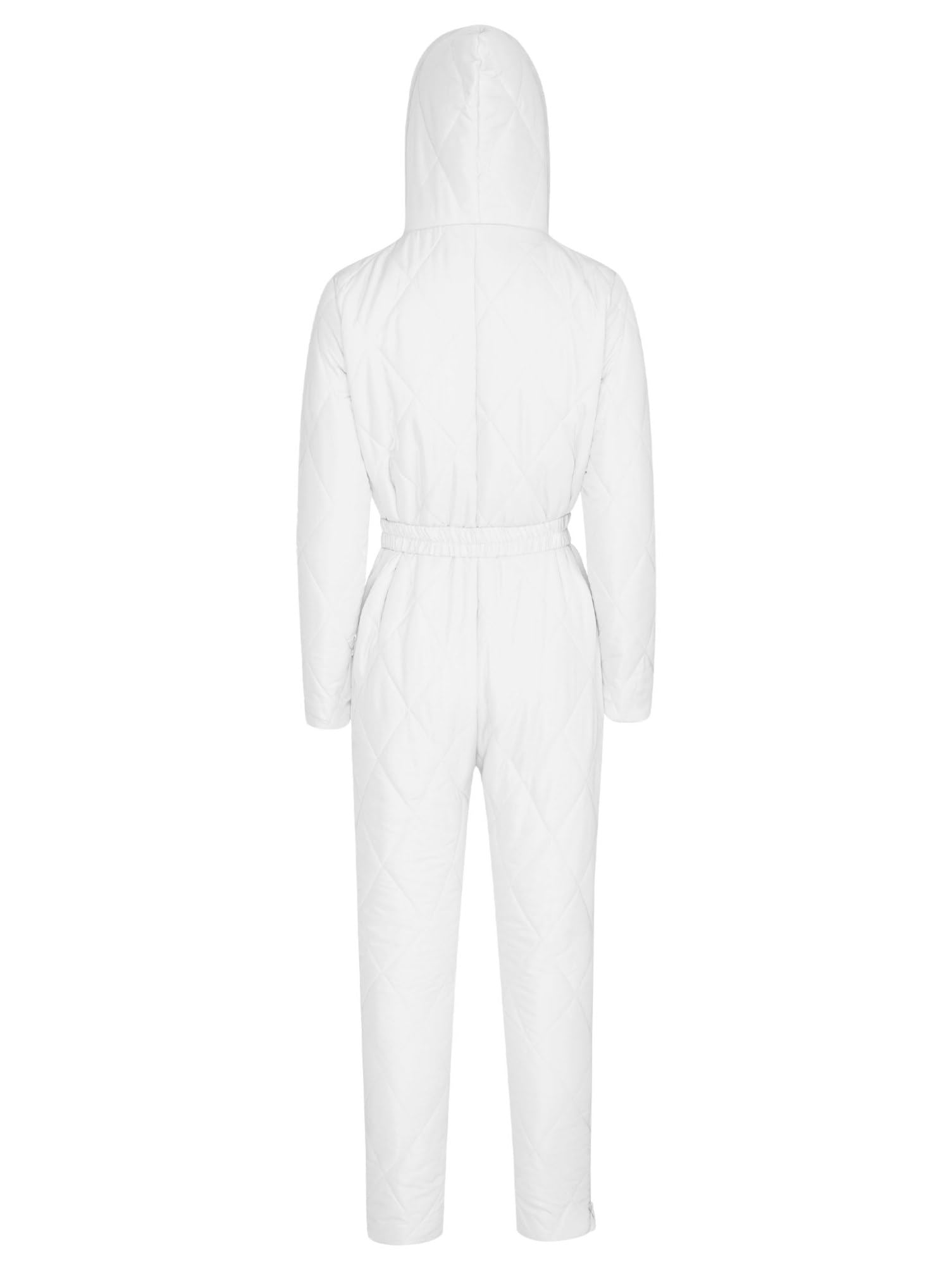 Aislor Jumpsuit da Neve Donna Monopezzo Tuta da Sci Invernale con Cappuccio e Guanti Salopette Lunga Abbigliamento Termico per Lo Sci e Lo Snowboard Bianco 3XL