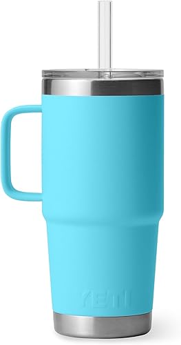 Miniatura 331 de YETI Rambler - Vaso de viaje con asa y tapa con popote, 35 onzas, vaso de agua de viaje, con asa, acero inoxidable, color blanco