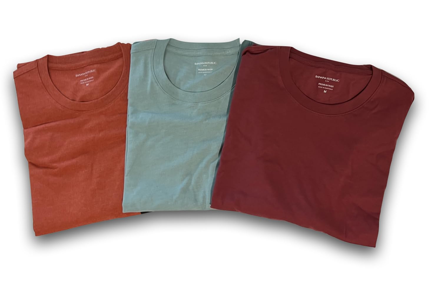 Banana Republic Mens 3-Pack Premium Wash Short Sleeve Crew Tee Shirts Medium T-Shirt