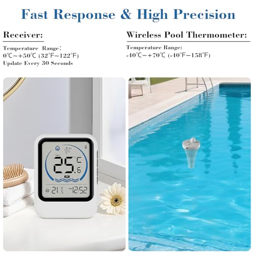 Miniatura 3 de Termómetro Inalámbrico Para Piscina, Termómetro Digital Flotante Inalámbrico Resistente Al Agua Ip68, Interiores Y Exteriores Termómetro Para Piscinas, Acuarios, Bañeras, Estanques