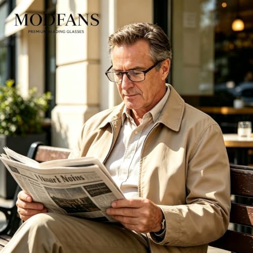 MODFANS Okulary do czytania, 4-pak z pokrowcem, wygląd vintage, wygoda, zawiasy sprężynowe, okulary do czytania, dla mężczyzn i kobiet