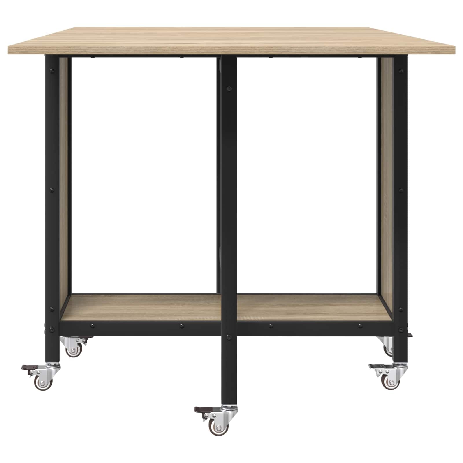 Table à manger pliable avec roulettes, acier PB, 130 x 80 x 76,5 cm, peu encombrant, pliable, avec compartiment de rangement, utilisable comme table de cuisine