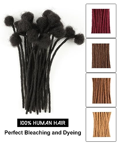4inch 10 Strands 100% Human Hair Dreadlock Extensions, 0.4cm Width Handmade Loc Extensions Human Hair for Men Women Kids, Permanent Dread Extensions Can Be Dyed Bleached Curled(Natural Black) - Image 5