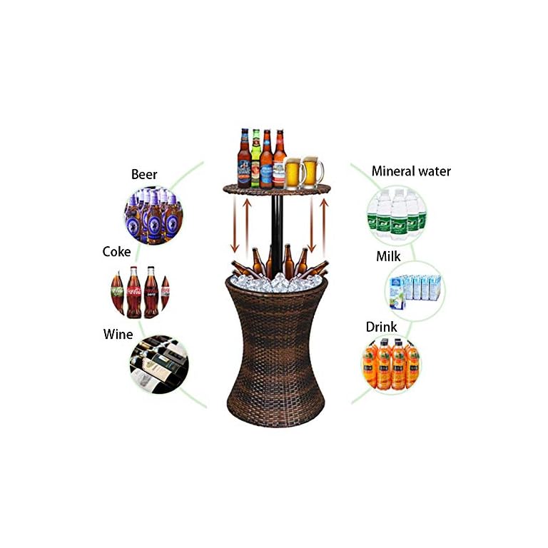 LUKUCEA Beistelltisch Eiskübel Rattan Style Cool Bar Eiskühltisch