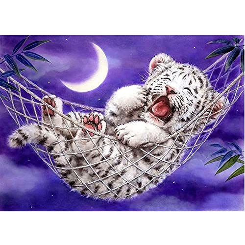 Kit Diamant Painting Petit Tigre 50x120cm avec strass carrés et ronds pour broderie point de croix