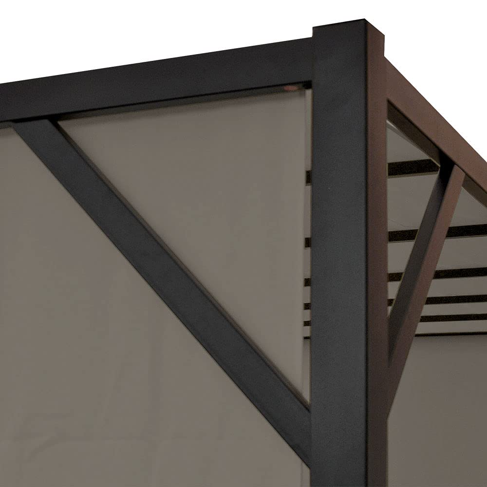Gazebo pergola regolabile baldacchino moderno elegante giardino patio Baia acciaio poliestere - 4x4m marrone beige