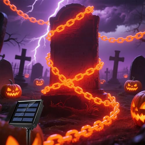 Guirlande solaire Halloween 3m étanche à 8 modes pour déco extérieure hantée