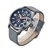 Mini Focus Men Business Watches Chronograph with Three dials, Gray Leather Strap Fashion Wristwatch (Waterproof, Blue) for Mens Gift