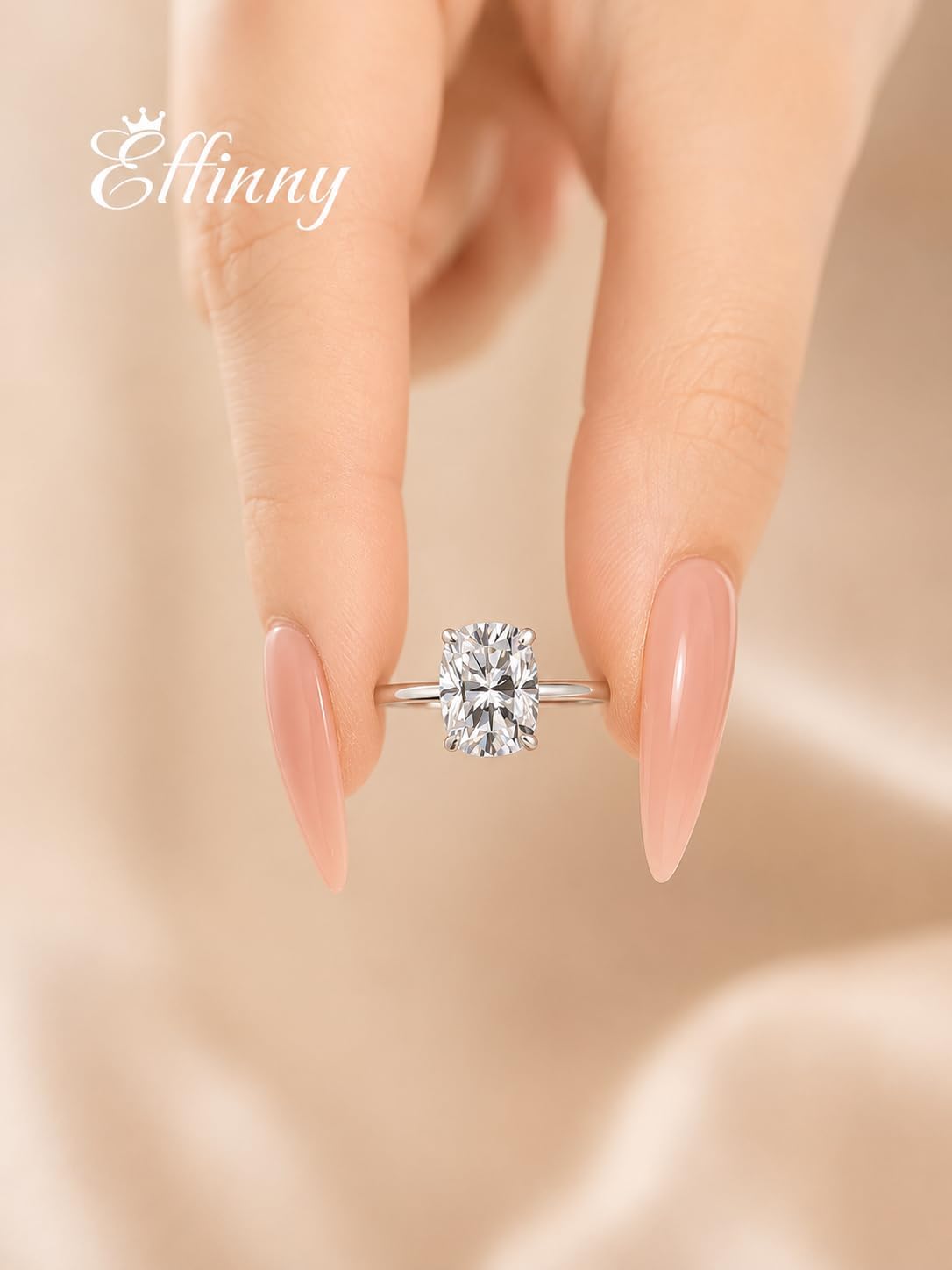 2.5/3.5ct Elongated Cushion Cut Moissanite Engagement Ring,Genuine D Color VVS1 Clarity,925 Sterling Silver Solitaire Promise Ring for Wedding,Daily,Travel,Party